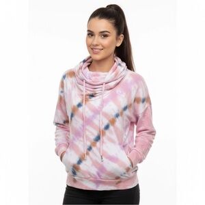 Young Fabulous & Broke Pink Tie Dye Cowl Hoodie - Size Medium
